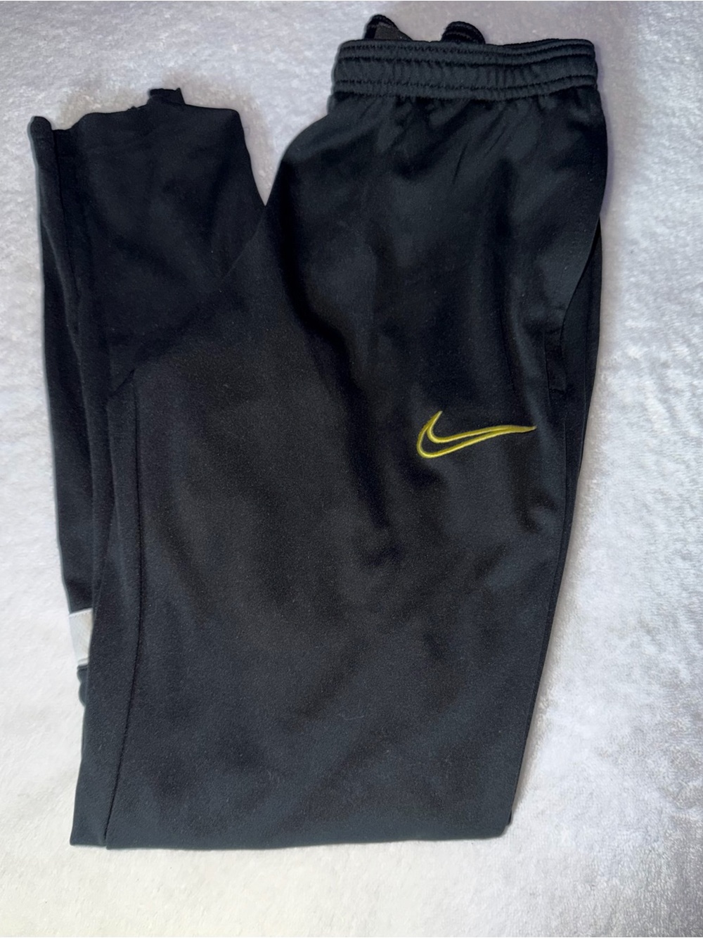 Men Nike Dry Fit Black Joggers Track Pants with Gold Nike Logo Size Small